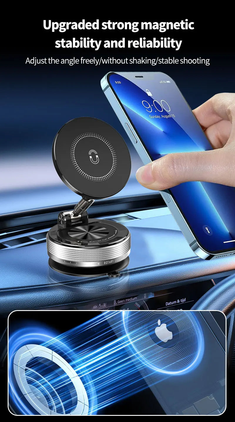 Magnetic Phone Holder for Car - Upgraded 360° Vacuum Magnetic Phone Holder for Your Car/Gym/Mirror Mount for iPhone & Android