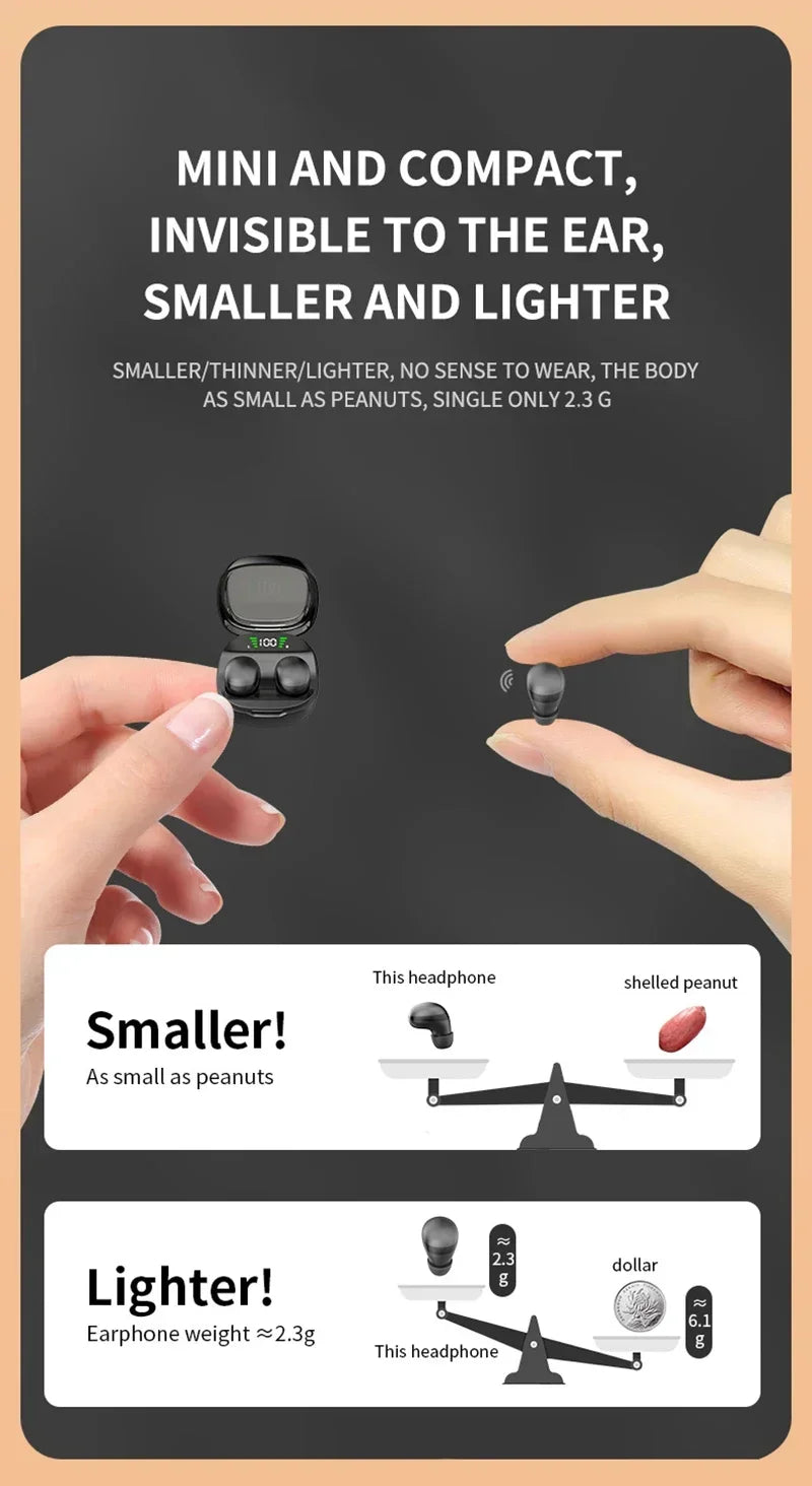 Lenovo Mini Bluetooth 5.3 Headset HD Hifi Earbuds Invisible Sleep Game Sports Headphones Touch Control Earphones for Men Women