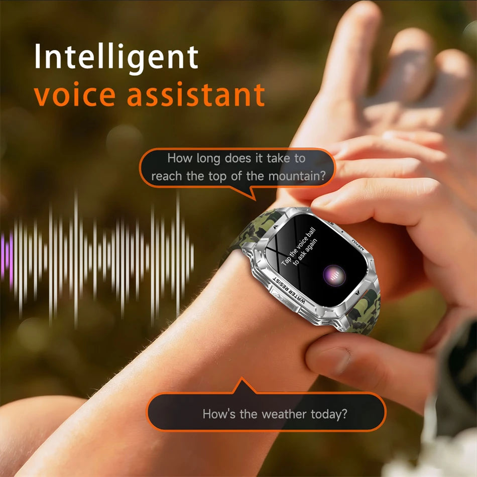 Rugged Military 1400mAh Battery Smart Watch Fitness Tracking IP68 Waterproof Tactical Sports Flashlight 2026 New Men Smartwatch