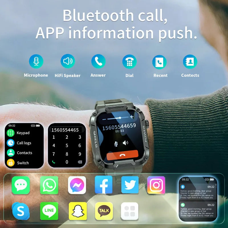 Military Smart Watch Men GPS Tracker Wireless Call Fitness Hours Waterproof Sports Smartwatch for Women Android IOS Phones 2025