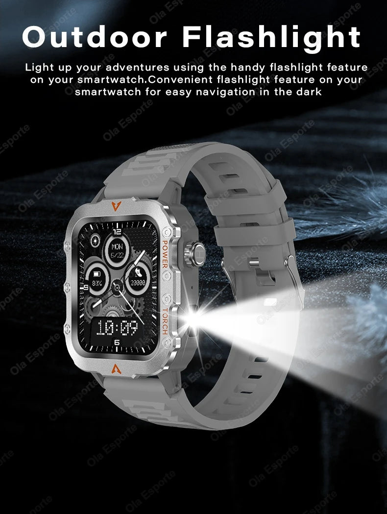 2026 New Military Smart Watch Men IP67 3ATM Waterproof Outdoor Sports Fitness GPS Tracker Health Monitor BT Call Smartwatch LS