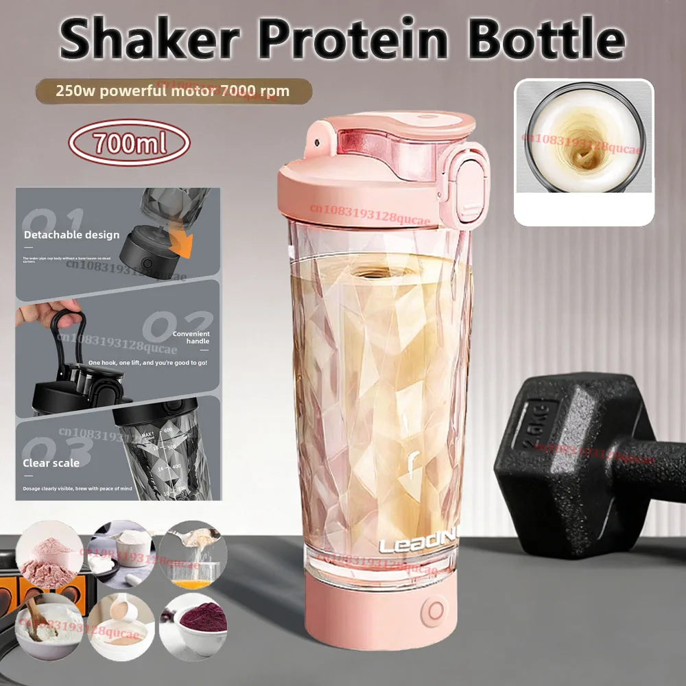 Portable Protein Shaker 700ml Fitness Bottle with Electric Mixing Sheet for Fitness Enthusiasts Athletes Perfect For Outdoor Gym