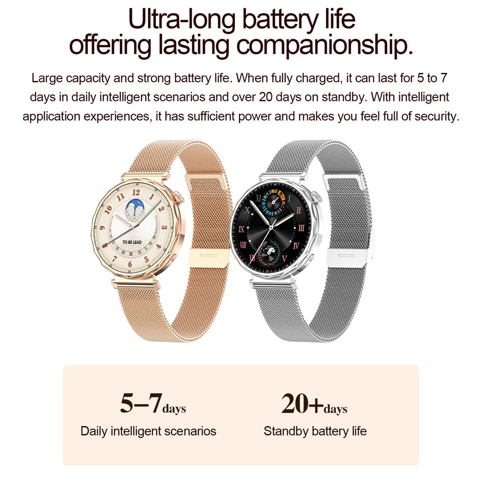 Bluetooth Call Smartwatches Ladies AMOLED HD Screen Heart Rate Monitor Bluetooth Call IP68 Waterproof Smart Watch 2025 New