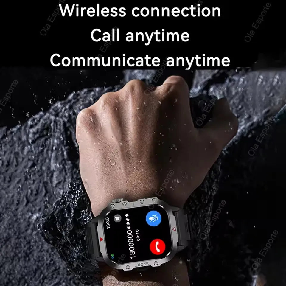 2025 New Military Smart Watch Men Waterproof Outdoor Sports Fitness Tracker Health Monitor 2.19" BT Call Smartwatch HT30