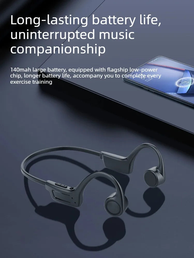 Bone Conduction Headphones Bluetooth 5.3 Wireless, 32Hrs Playtime IPX8 Waterproof, Sport Ear Hook Headset with Noise Cancelling