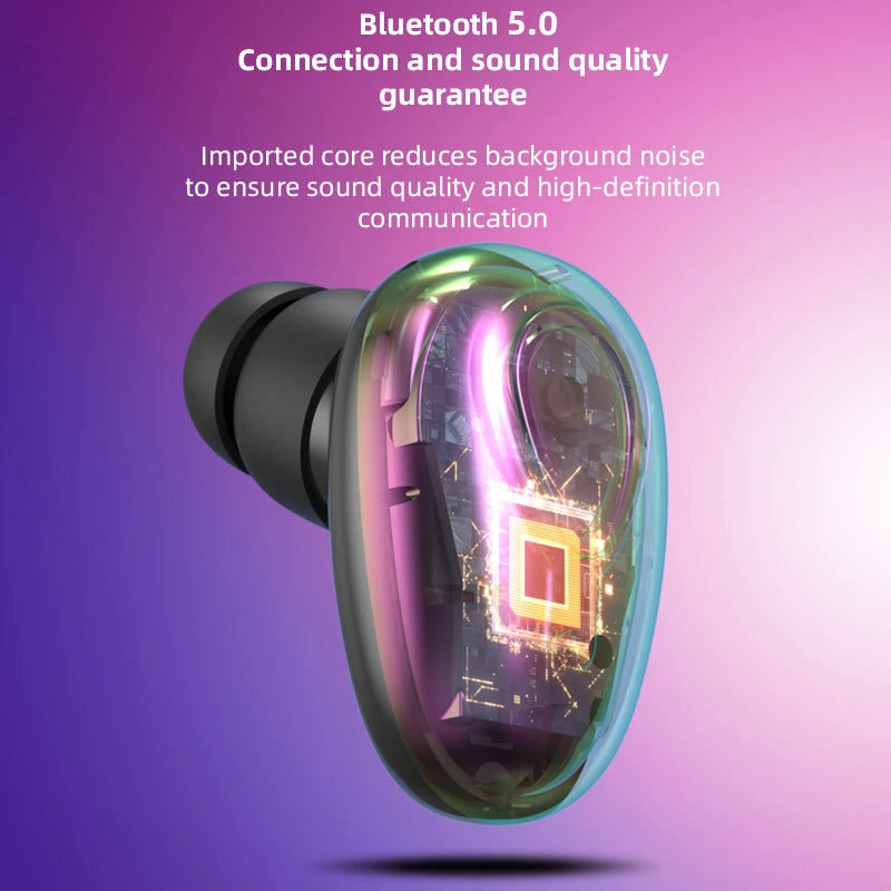 Mini Invisible Wireless Bluetooth 5.0 Earphone Noise Cancelling Headphone Handsfree Stereo Headset Sports Earbud With Microphone