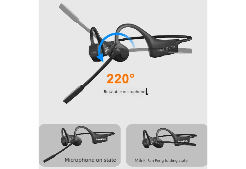 Bone Conduction Earphones Wireless Bluetooth Headset Fast Charge Sports Gaming Headphones with Dual CVC8.0 Noise-canceling Mic