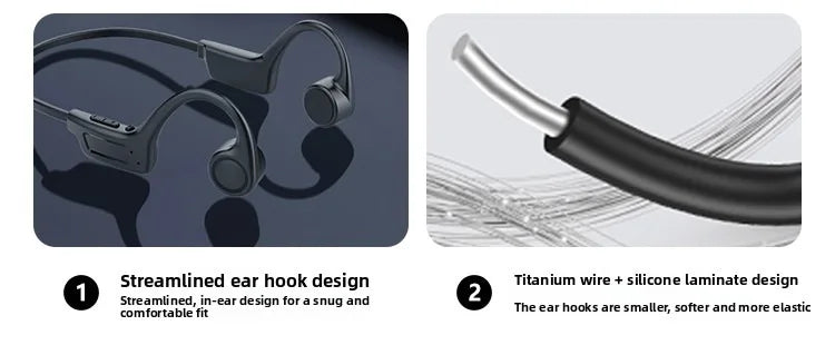 Bone Conduction Headphones Bluetooth 5.3 Wireless, 32Hrs Playtime IPX8 Waterproof, Sport Ear Hook Headset with Noise Cancelling