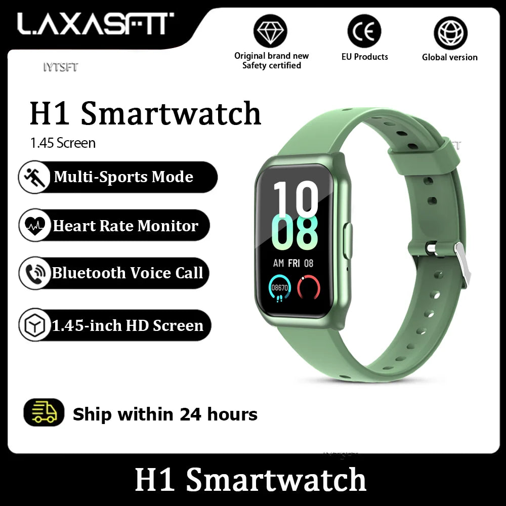 LAXASFIT New 1.45" HD Screen Smartwatch Men Women Bluetooth Call Voice Sport Fitness Tracker Smart Watch For Android IOS