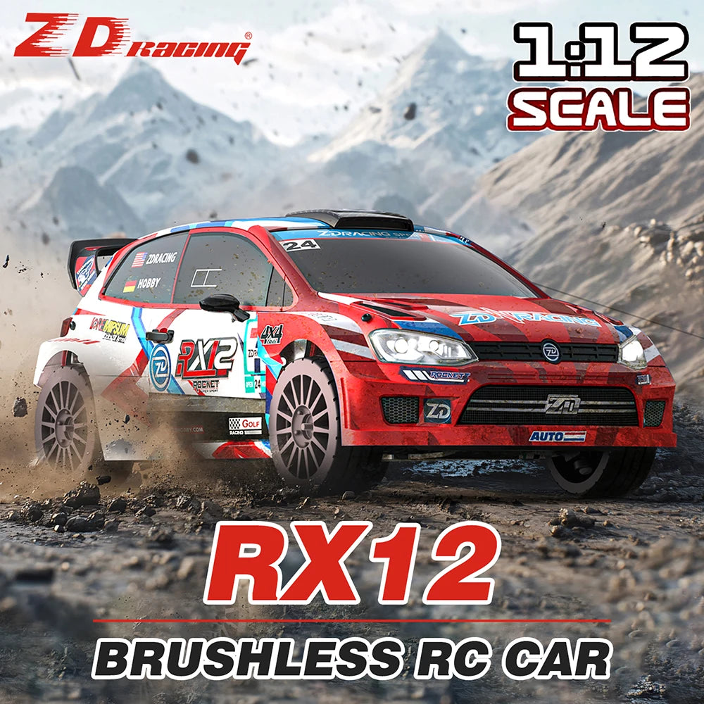 ZD Racing RC Car 1:12 Scale RX12 Brushless Car 70KM/H Car 4WD 2200mAh 350M Rally Vehicle