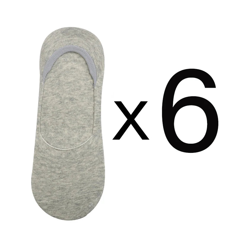 6 Pairs/Lot Men's Bamboo Breathable Invisible Socks Low Cut Casual Cotton Boat Non-Slip No Show High Quality Sock