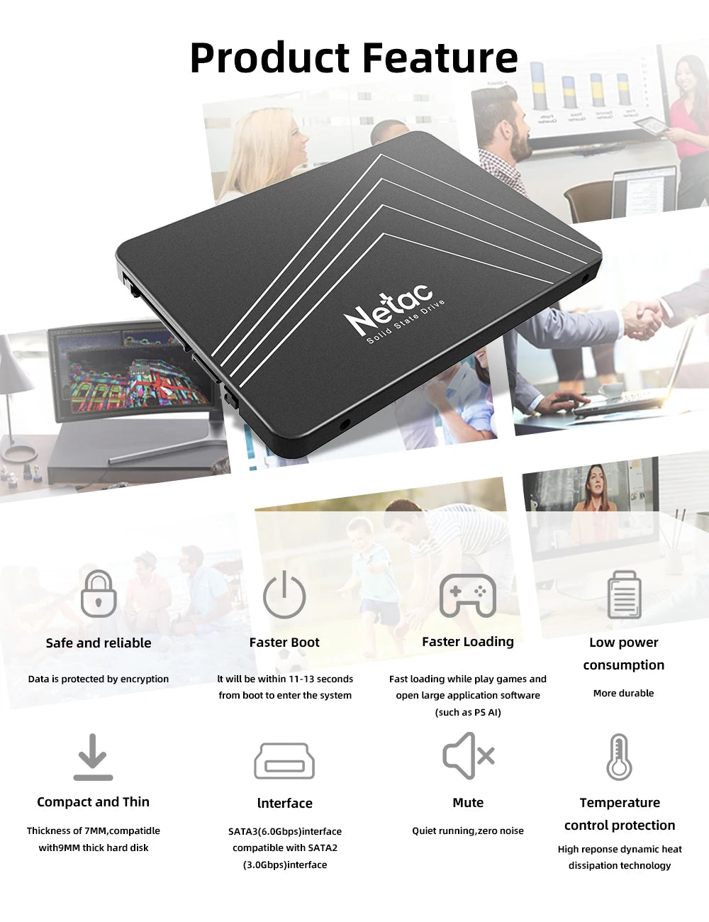Netac 128gb 256gb 512gb 1tb 2tb SSD SATA SATA3 2.5 Inch Internal Solid State Hard Drive Disk SSD for Desktop Laptop