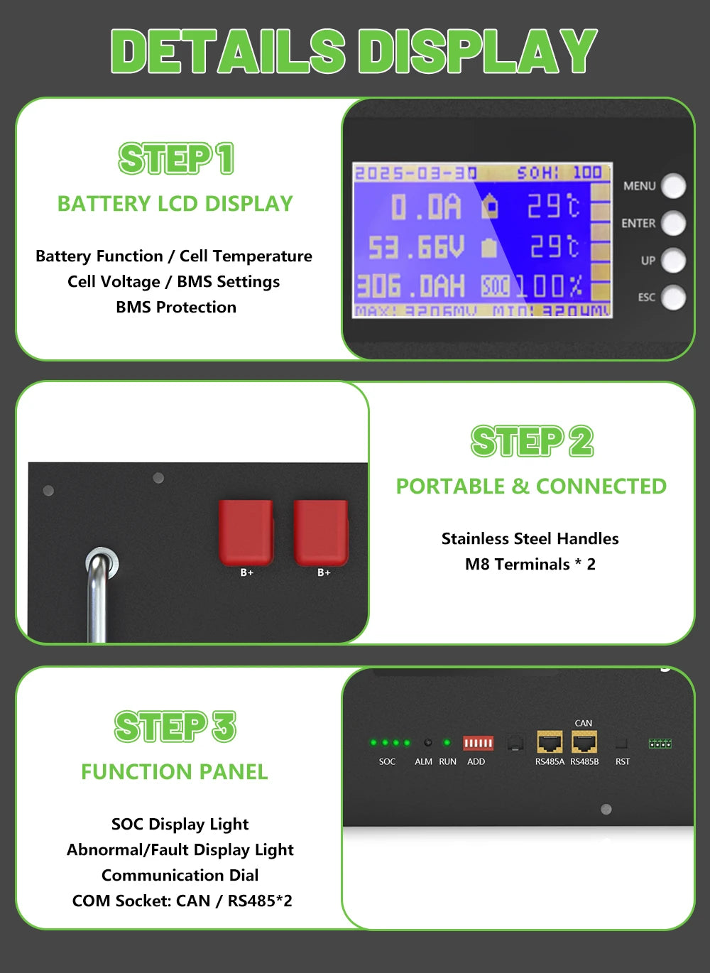 LiFePO4 48V 300Ah Battery Pack 6000 Cycles Bluetooth RS485 CAN BMS 51.2V 100Ah 120Ah 150Ah 200Ah Lithium Battery EU STOCK NO TAX
