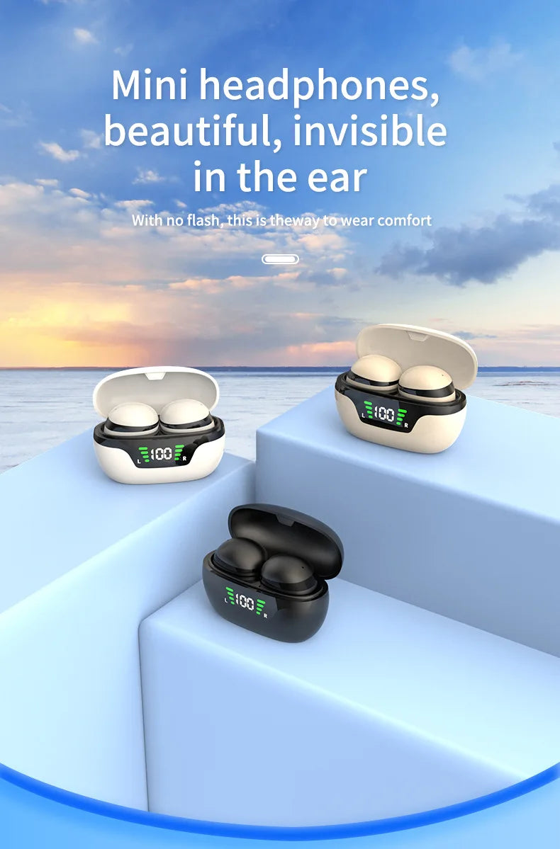 Mini Invisible Wireless Earphone TWS Bluetooth 5.3 Sleep Headphone Hidden Earbuds Waterproof Noise Reduction HiFi Sports Headset