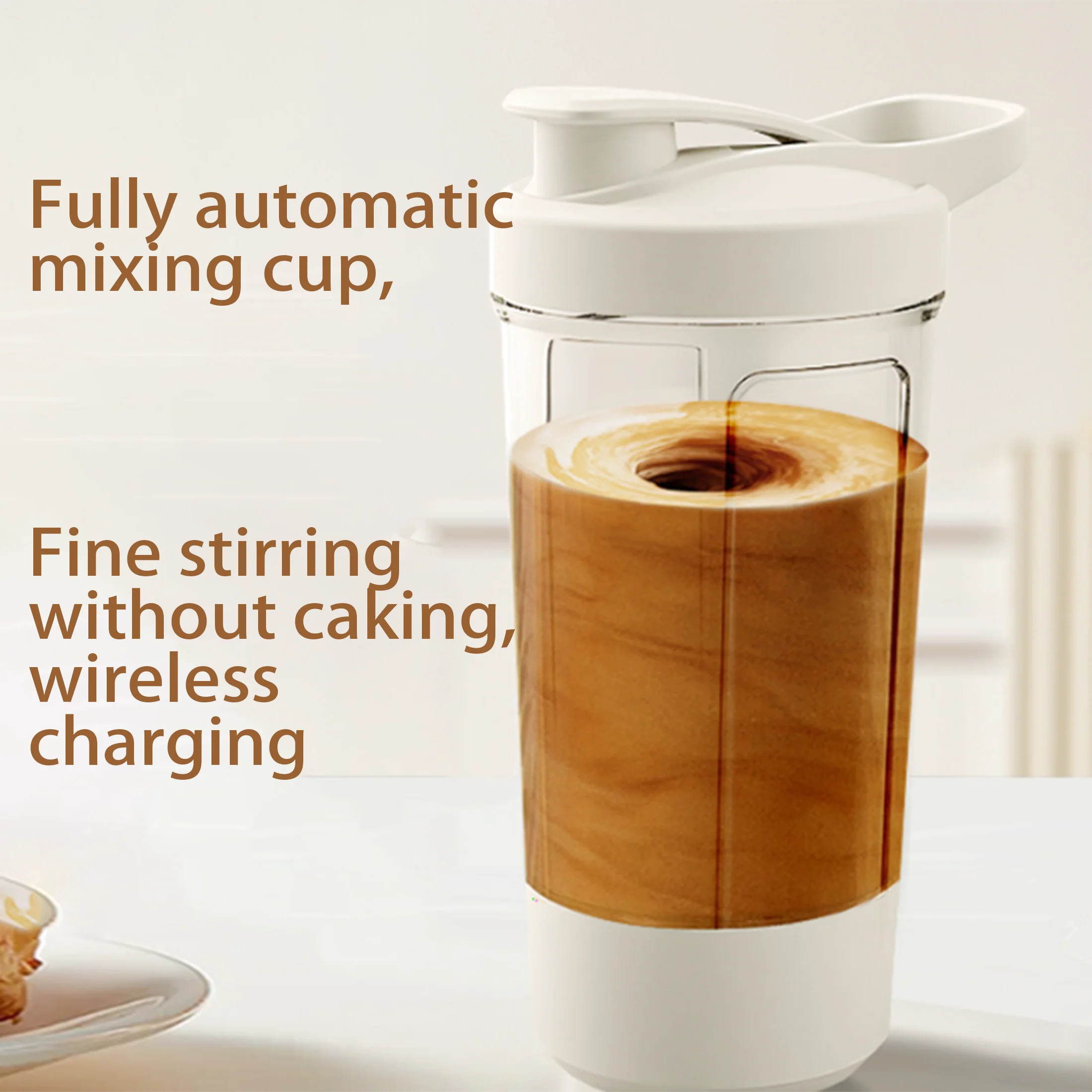 USB Rechargeable TransparentFood-Grade PP Material with Measurement Markings, Perfect for Coffee,Protein Shakes