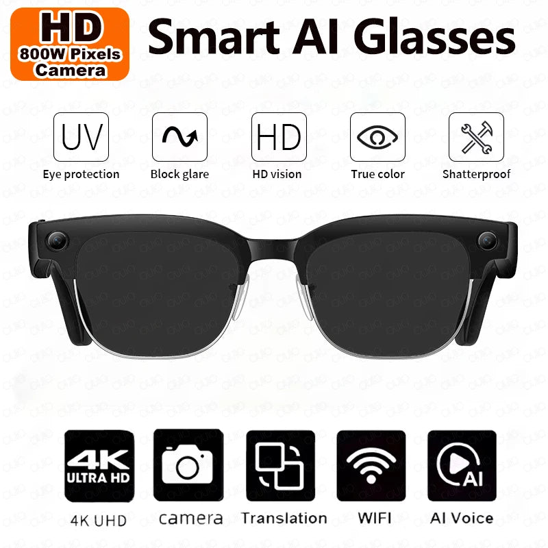 Smart Glasses 800W Camera 2026New Technologies Video Recording AI Photo Recognition Bluetooth Calls Voice Translation Sunglasses