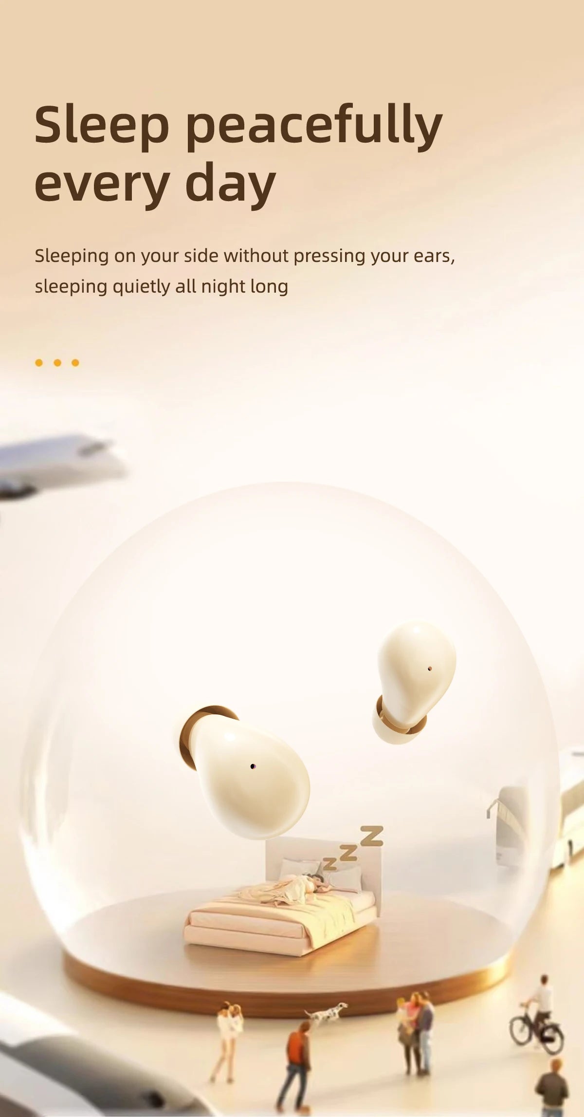 Mini Headphones Wireless Bluetooth Earphones 5.4 TWS In Ear Invisible Headsets HIFI Bass Sleep Earbuds Noise Reduction Earphone