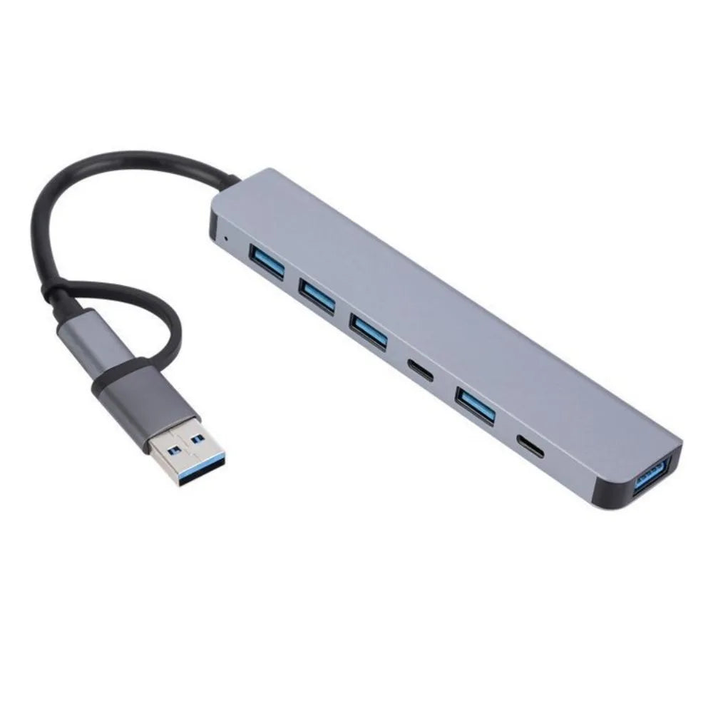1 To 7 Type-c Expansion Dock Hub Multi Interface Multifunctional 7-in-1 USB Splitter Aluminum Alloy Grey Type-C Docking Station