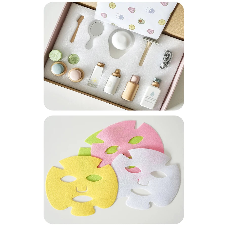 Girls Pretend Play Kid Make Up Beautiful Makeup Set Hairdressing Simulation Wooden Toy For Girls Children Dressing Cosmetic