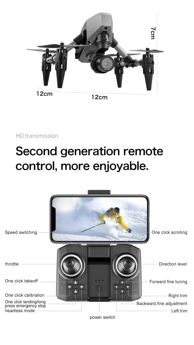 XD1 mini Drone Aluminium 8k Aerial Video Camera Optical Flow Fixed Height Quadcopter 360° Flip RC Dron for Kids Toys Boy