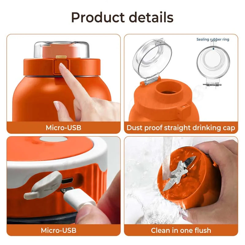 2026 Best Selling High Quality Portable USB Charging Blender 10 Stainless Steel Big Power for Smoothies Juices Outdoor Household