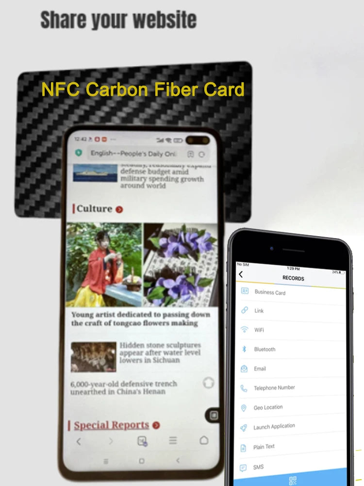 5Pcs NFC Carbon Fiber Card NFC Business Card Fast Reading Ntag 215 Smart Name Card Digital Business Card Social Recognition Card