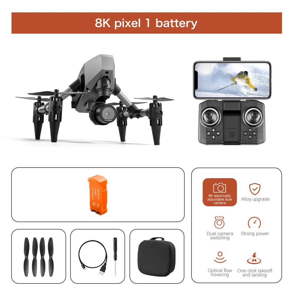 XD1 mini Drone Aluminium 8k Aerial Video Camera Optical Flow Fixed Height Quadcopter 360° Flip RC Dron for Kids Toys Boy