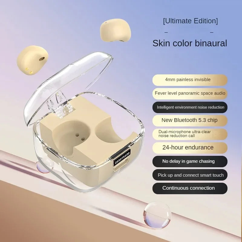 NEW Mini Sleep Earphones Wireless Invisible Earbuds Bluetooth 5.3 Headphones Noise Reduction Waterproof Sports Headsets With Mic