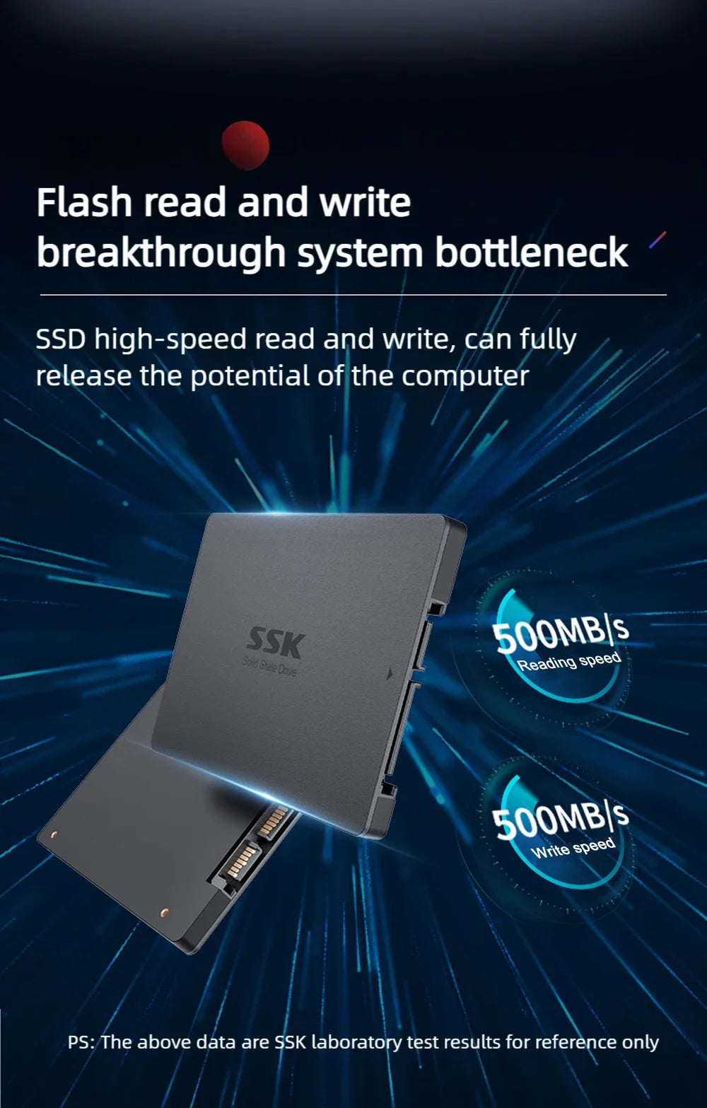 SSK SATA III SSD 2.5” Internal Solid State Drive 256GB 512GB 1TB SSD Hard Drive UP To 500MB/s for Upgrade PC Laptop Desktops