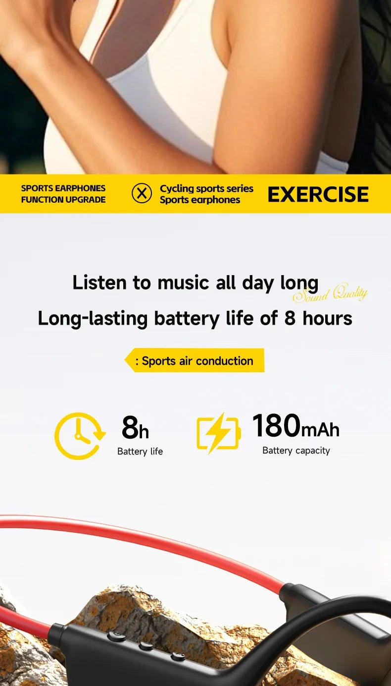 Bone Conduction Headset Wireless Swimming Sports Headphone IPX8 Bluetooth 5.4 With Mic Waterproof Exercise Fitness 2026 NEW