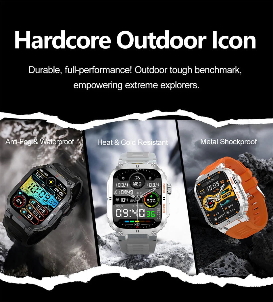 Outdoor Military Smartwatch Men GPS Sports Android iOS 1.91-inch Touch Screen Bluetooth Call Waterproof Smart Watch Android IOS