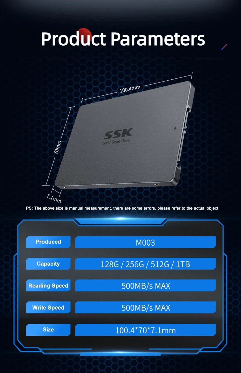 SSK SATA III SSD 2.5” Internal Solid State Drive 256GB 512GB 1TB SSD Hard Drive UP To 500MB/s for Upgrade PC Laptop Desktops