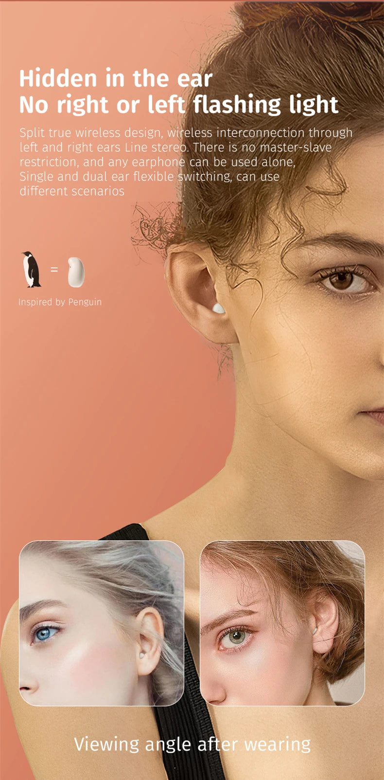 Mini Invisible Bluetooth Earphones TWS Wireless Headphones HiFi Stereo Headsets with Mic Mini Sleep Earbuds for All Smart Phone