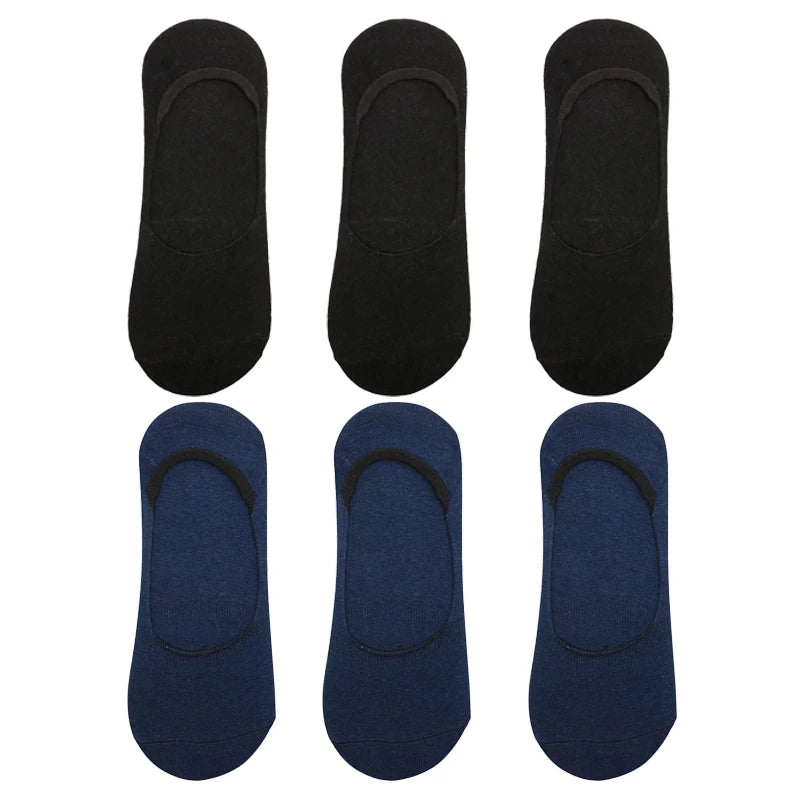 6 Pairs/Lot Men's Bamboo Breathable Invisible Socks Low Cut Casual Cotton Boat Non-Slip No Show High Quality Sock