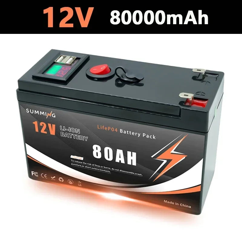 12V LiFePO4 150Ah Lithium Battery 4300+ Deep Cycles, for Power Wheels Toys, Scooter, Radio, Kayak Fish Finder, Solar Panel