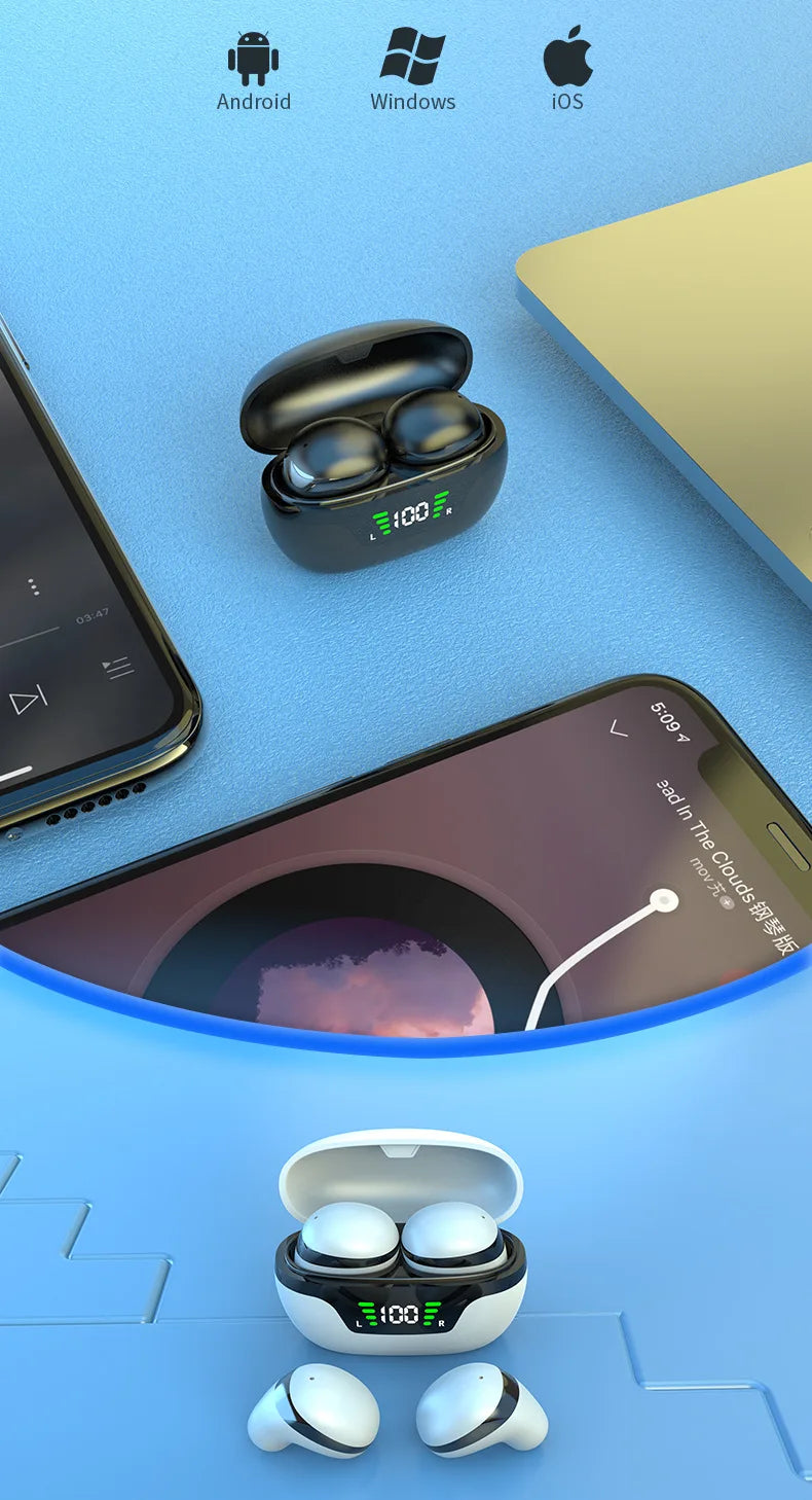 Mini Invisible Wireless Earphone TWS Bluetooth 5.3 Sleep Headphone Hidden Earbuds Waterproof Noise Reduction HiFi Sports Headset