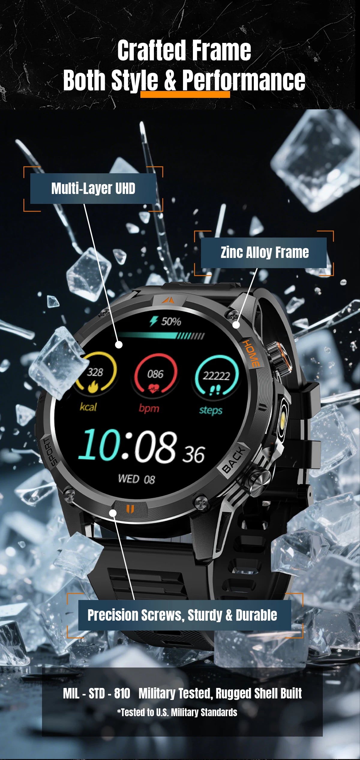 2026 GPS Military Smart Watches Men 10ATM Waterproof Call LED Flashlight 1.46" Rugged Tactical Watch Compass Fitness Smartwatch