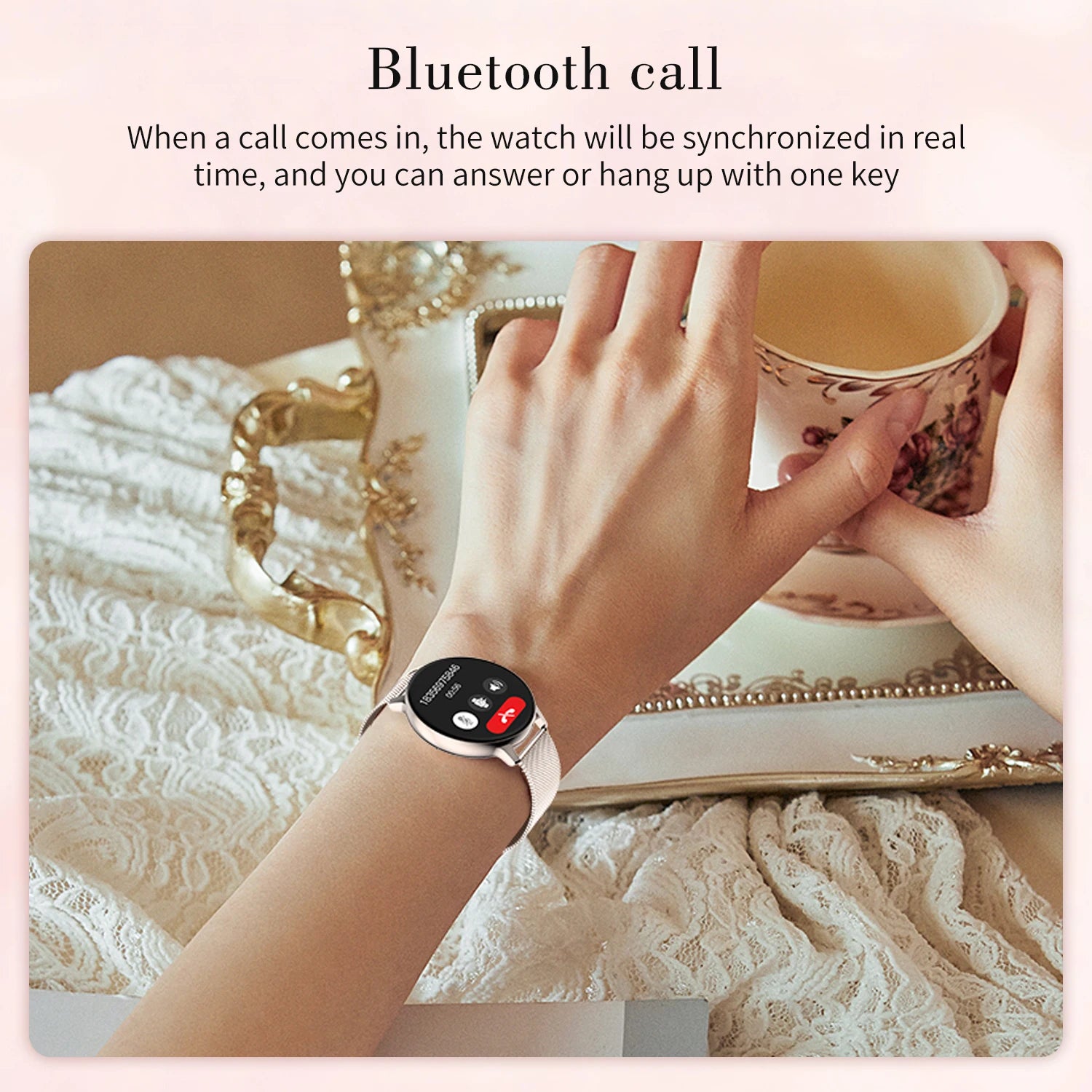 Women Smart Watch Blood Pressure Heart Rate Health Monitor Bluetooth Call Waterproof Ladies Fashion Smartwatch for Android IOS